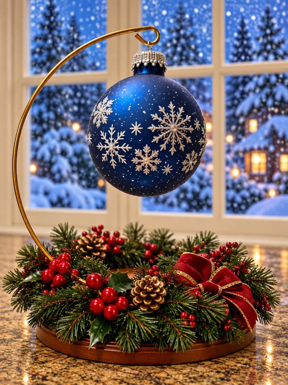 Snowy Christmas Ornament by Krebs - Set of 4